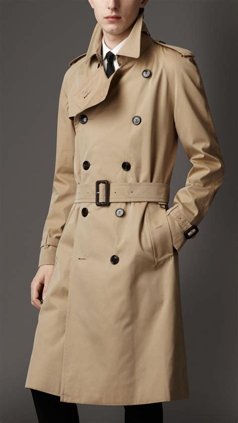 burberry long cotton gabardine trench coat mens|Burberry kensington trench coat long.